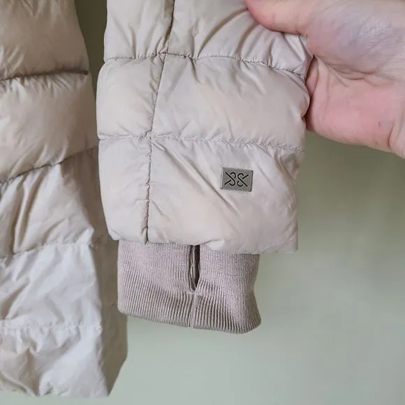 Soia &amp; Kyo Womens Down Puffer Jacket Cream Size XS Packable Quilted Full Zip