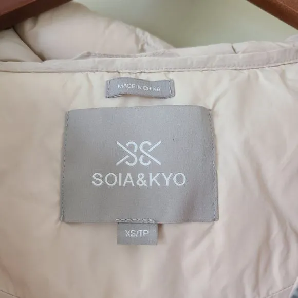 Soia &amp; Kyo Womens Down Puffer Jacket Cream Size XS Packable Quilted Full Zip