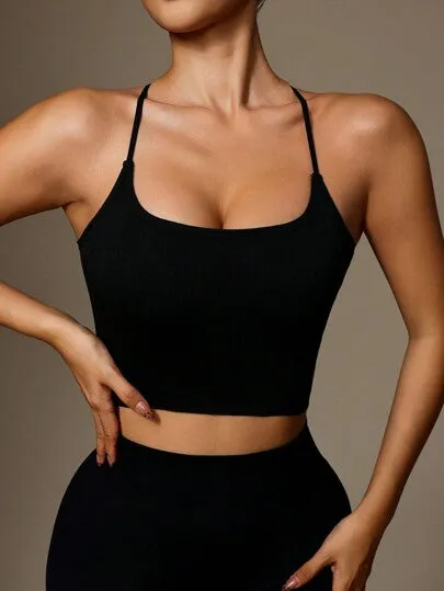 Sport Studio Seamless Criss-Cross Halter Neck Sports Bra