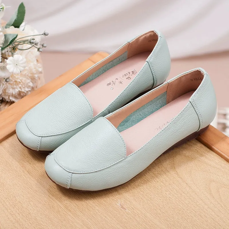 Spring Autumn Soft Sole Leather Work Shoes Non-Slip Comfortable Flats