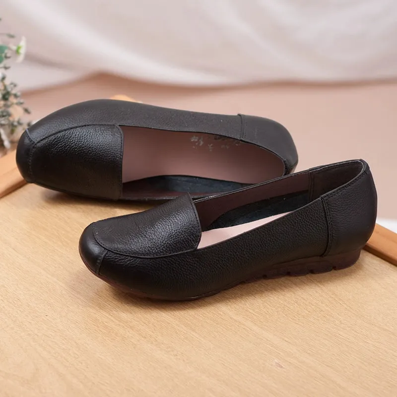 Spring Autumn Soft Sole Leather Work Shoes Non-Slip Comfortable Flats