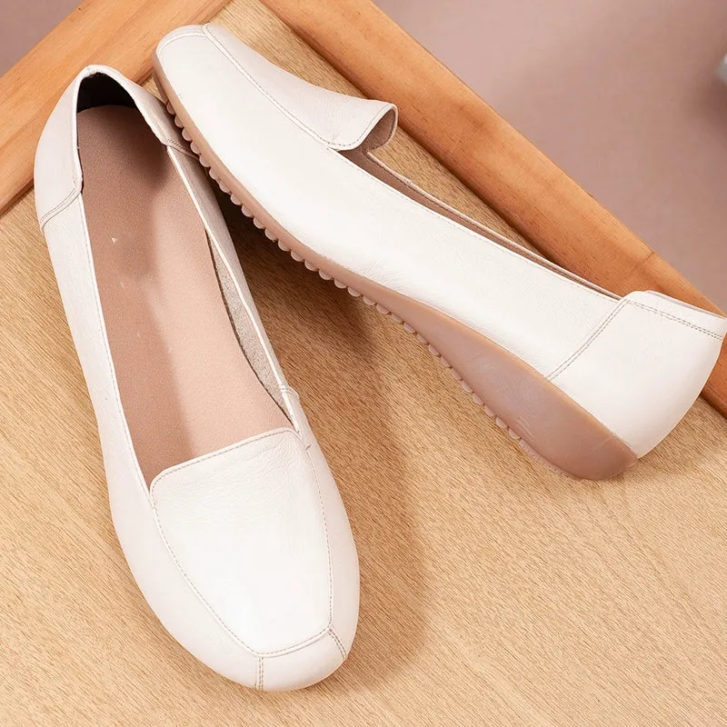 Spring Autumn Soft Sole Leather Work Shoes Non-Slip Comfortable Flats