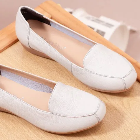Spring Autumn Soft Sole Leather Work Shoes Non-Slip Comfortable Flats
