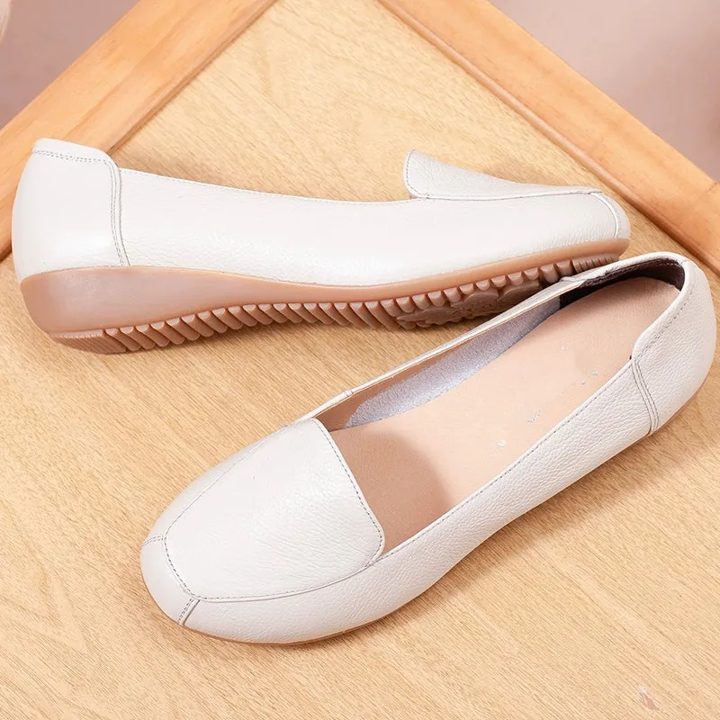 Spring Autumn Soft Sole Leather Work Shoes Non-Slip Comfortable Flats