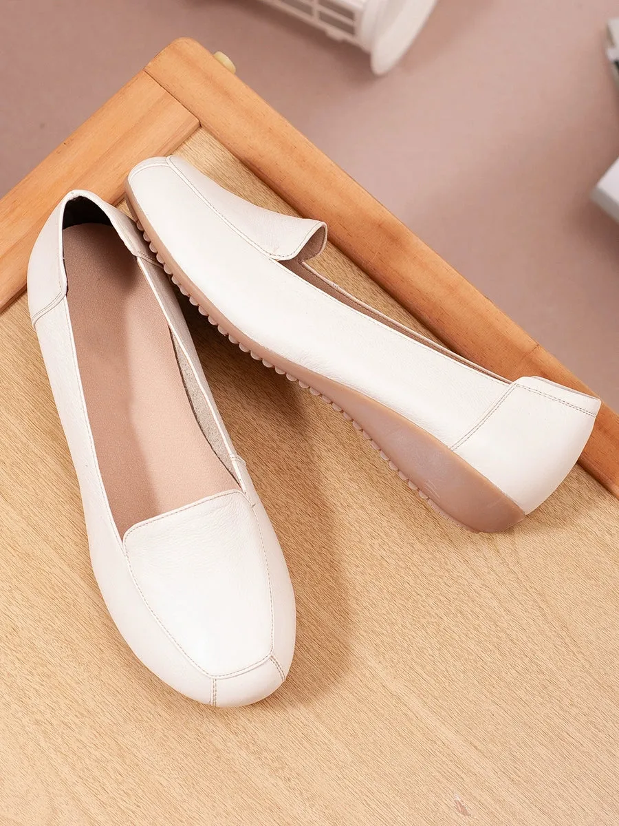 Spring Autumn Soft Sole Leather Work Shoes Non-Slip Comfortable Flats