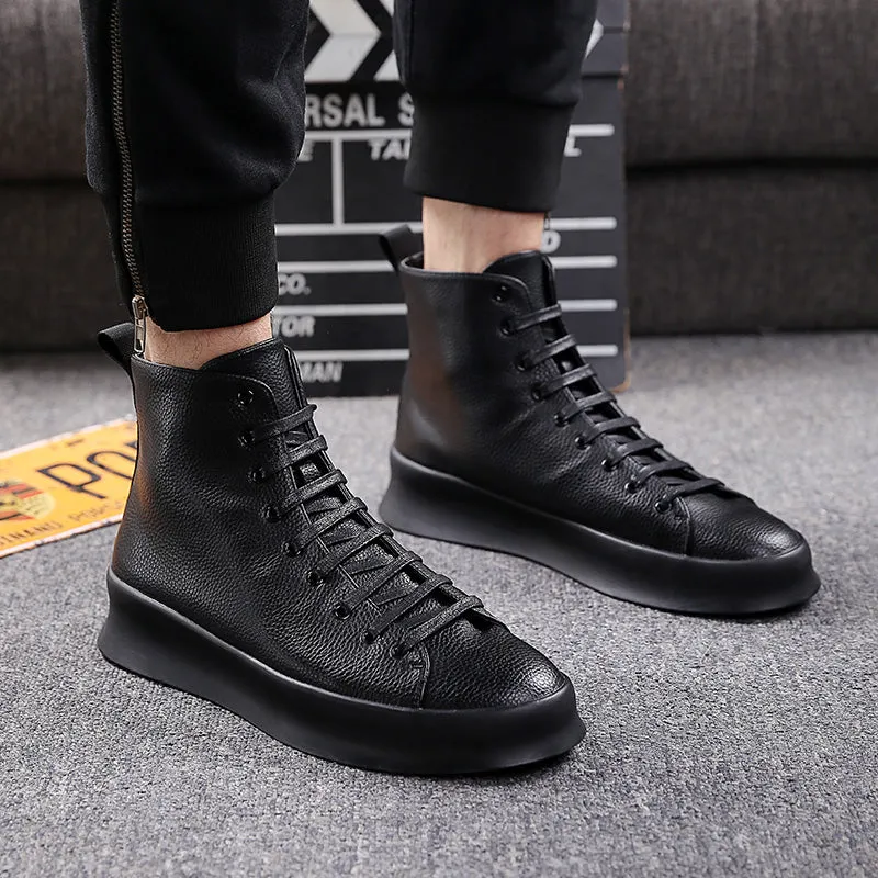Spring New Style Fashion Ankle Boots Men Red White Shoes Handmade Genuine Leather Luxury Personalized Original Design Boots