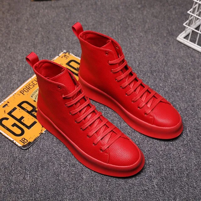 Spring New Style Fashion Ankle Boots Men Red White Shoes Handmade Genuine Leather Luxury Personalized Original Design Boots
