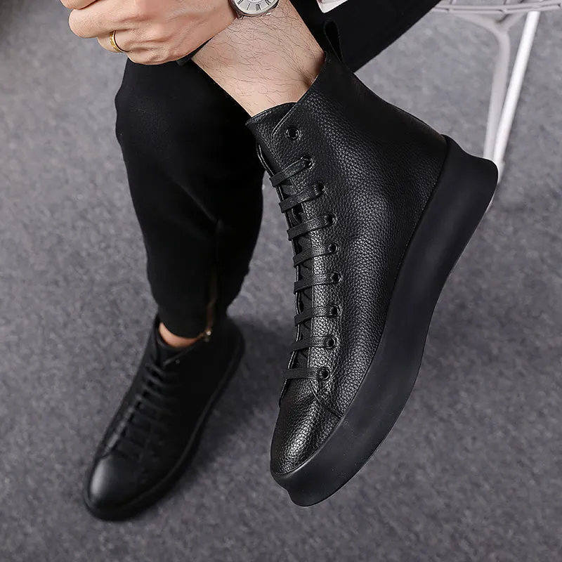 Spring New Style Fashion Ankle Boots Men Red White Shoes Handmade Genuine Leather Luxury Personalized Original Design Boots