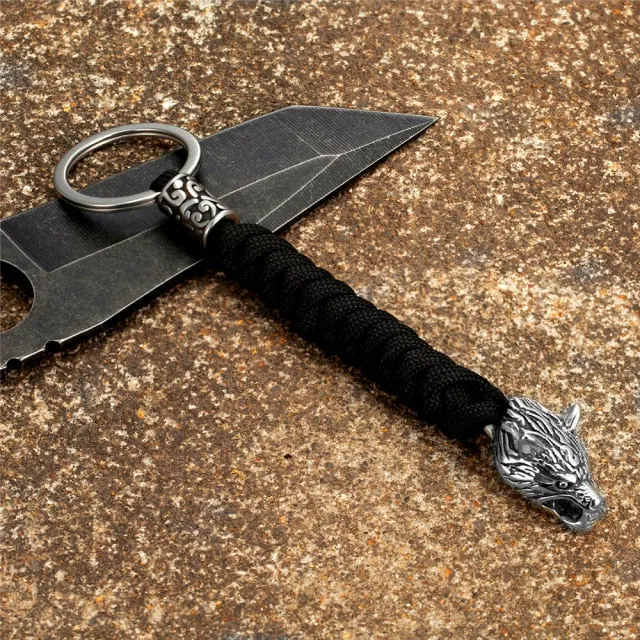Stainless Steel Paracord Rope Wolf Keychain