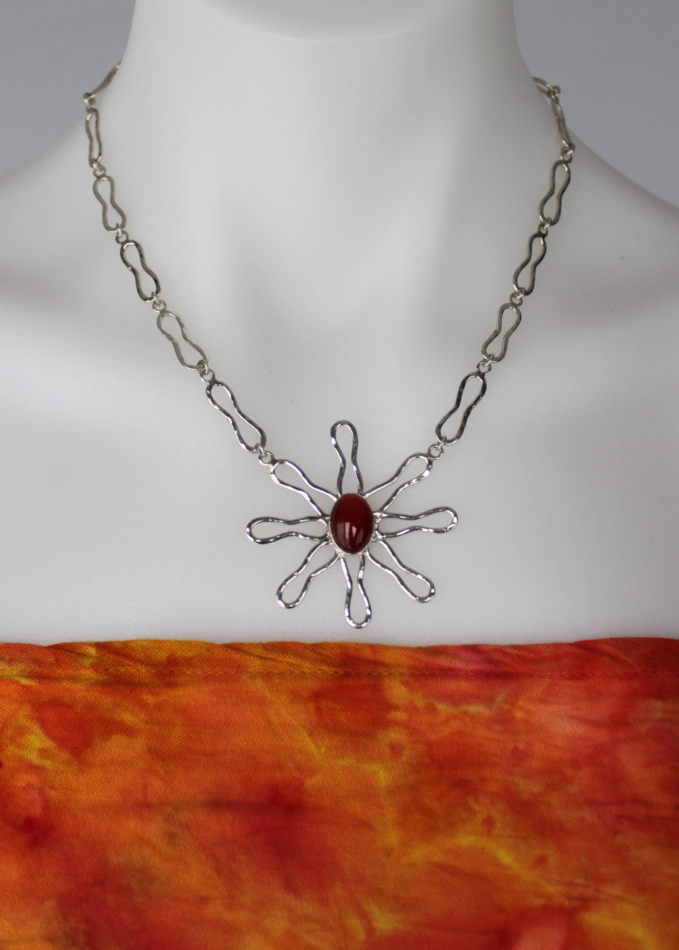 Sterling Carnelian necklace - handmade - Twinkling Sunset