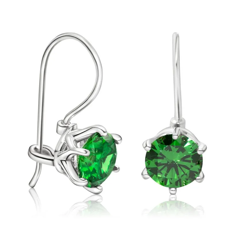 Sterling Silver Green Drop Earrings for Women - Handmade December Birthstone