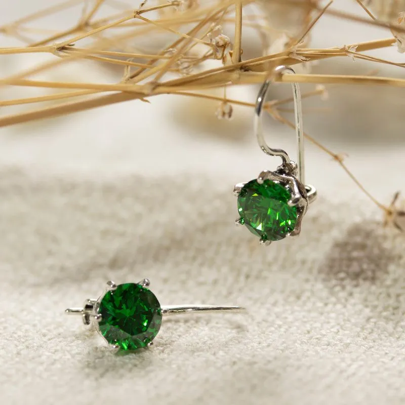 Sterling Silver Green Drop Earrings for Women - Handmade December Birthstone