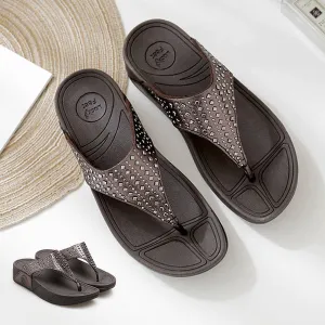 Summer Sandals Riveted Flat Shoes Comfortable Beach Shoes Herringbone Slippers