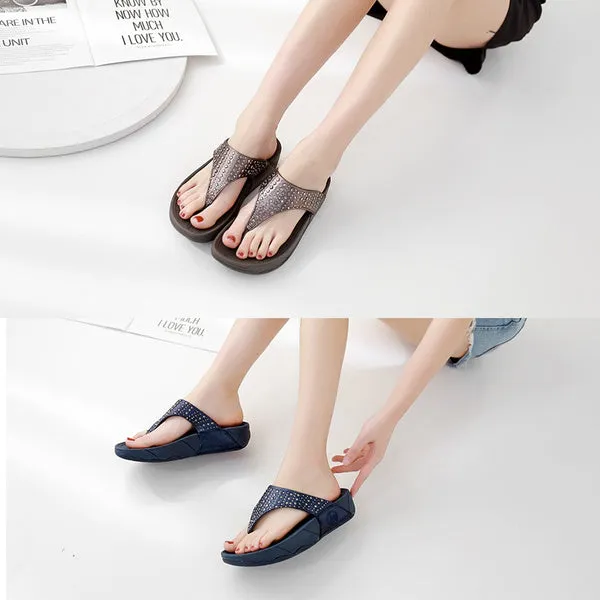 Summer Sandals Riveted Flat Shoes Comfortable Beach Shoes Herringbone Slippers