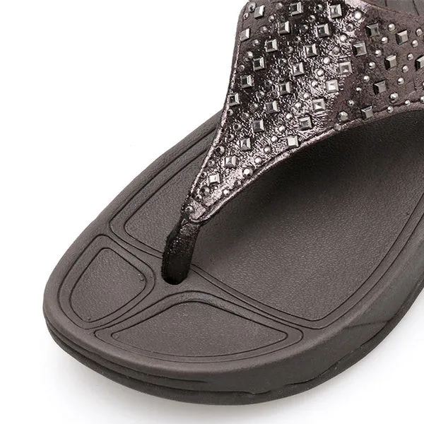 Summer Sandals Riveted Flat Shoes Comfortable Beach Shoes Herringbone Slippers