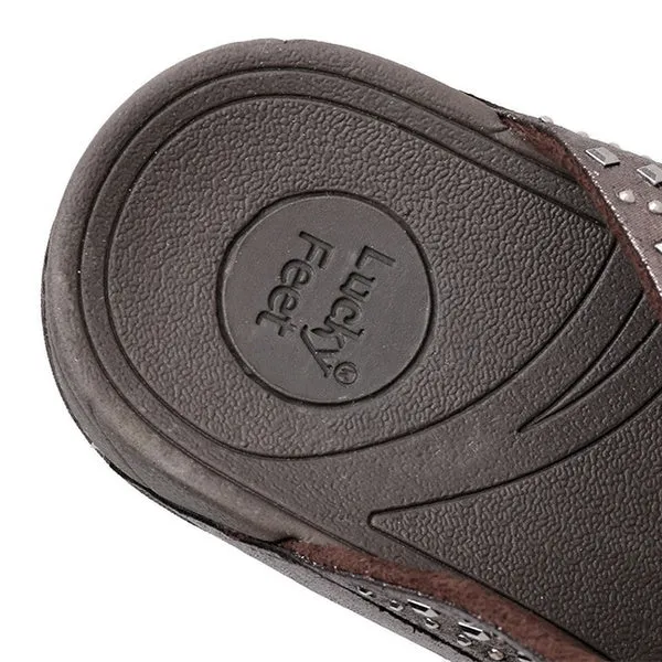 Summer Sandals Riveted Flat Shoes Comfortable Beach Shoes Herringbone Slippers