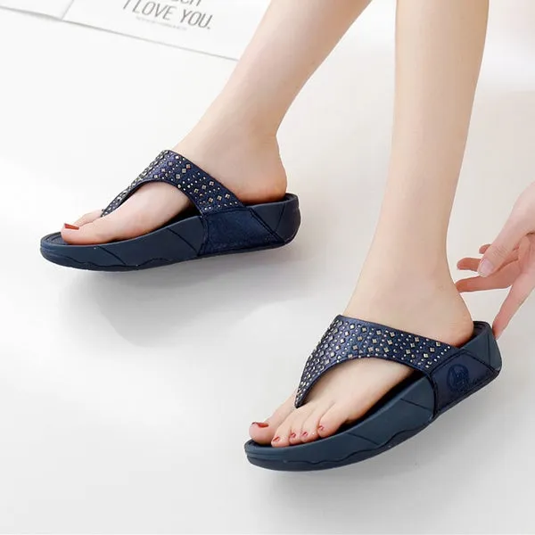 Summer Sandals Riveted Flat Shoes Comfortable Beach Shoes Herringbone Slippers