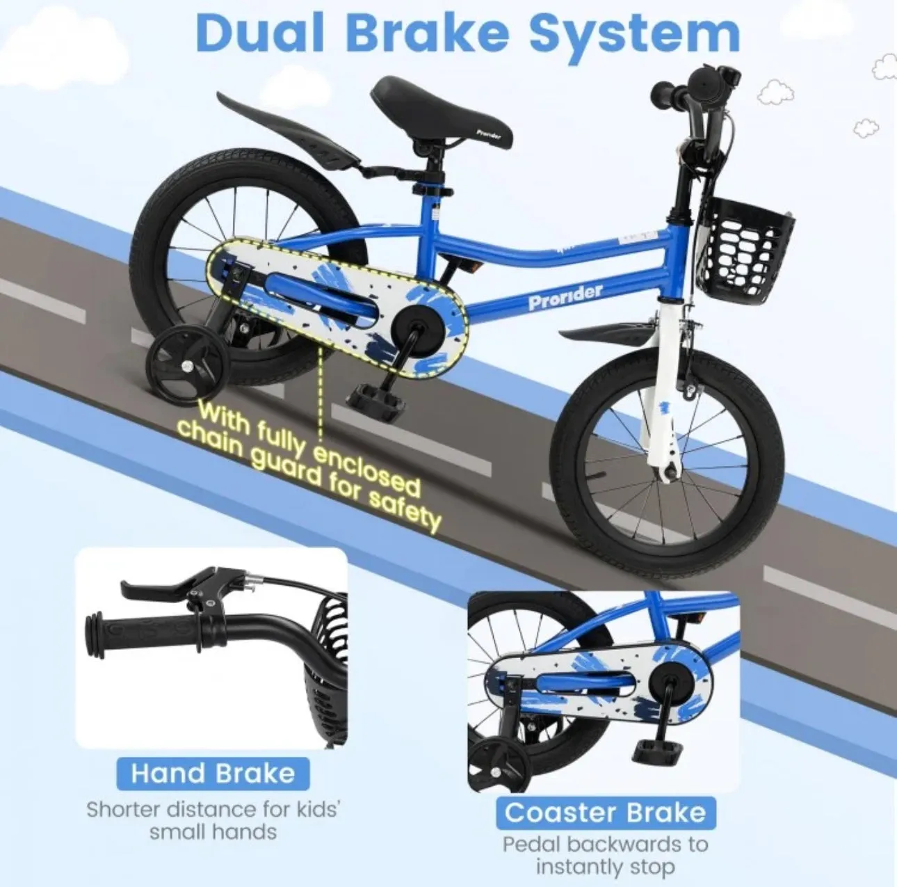 Super Cool 14” Children’s Bicycle Bike W Removable Training Wheels | Ages 3-5 | Bell | Adjustable Seat, Handlebars | Brakes | Enclosed Chain | Easy Assembly