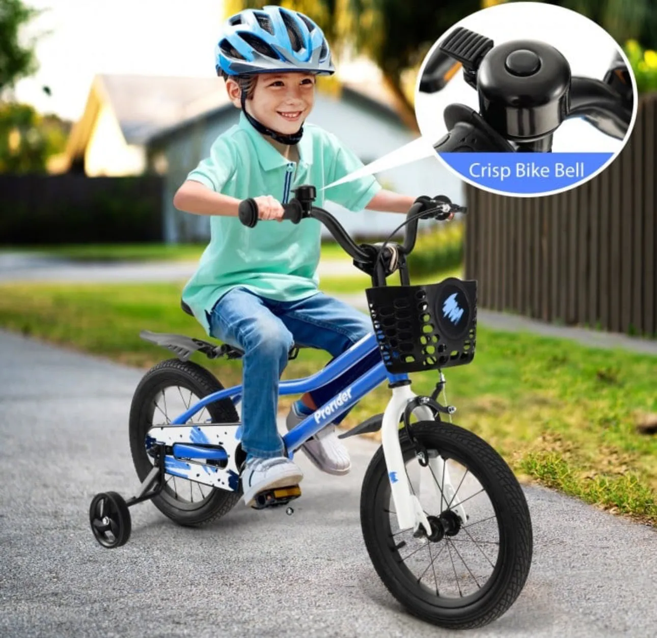 Super Cool 14” Children’s Bicycle Bike W Removable Training Wheels | Ages 3-5 | Bell | Adjustable Seat, Handlebars | Brakes | Enclosed Chain | Easy Assembly