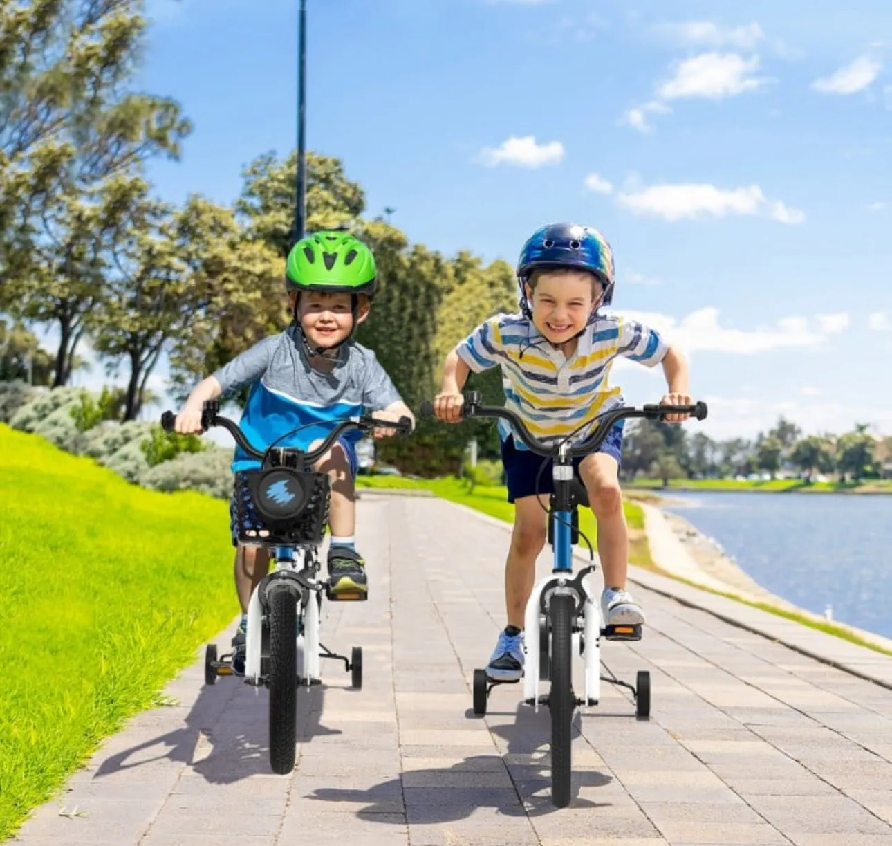 Super Cool 14” Children’s Bicycle Bike W Removable Training Wheels | Ages 3-5 | Bell | Adjustable Seat, Handlebars | Brakes | Enclosed Chain | Easy Assembly