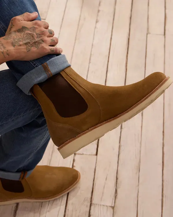 Tan Leather Slip-On Chelsea Boots Sneakers Sole - Boots