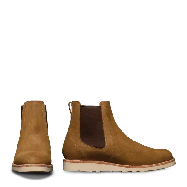 Tan Leather Slip-On Chelsea Boots Sneakers Sole - Boots