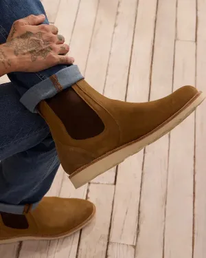Tan Leather Slip-On Chelsea Boots Sneakers Sole - Boots