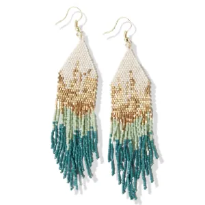 Teal   Ivory Metallic Earring