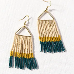 Teal   Ivory Triangle Earring