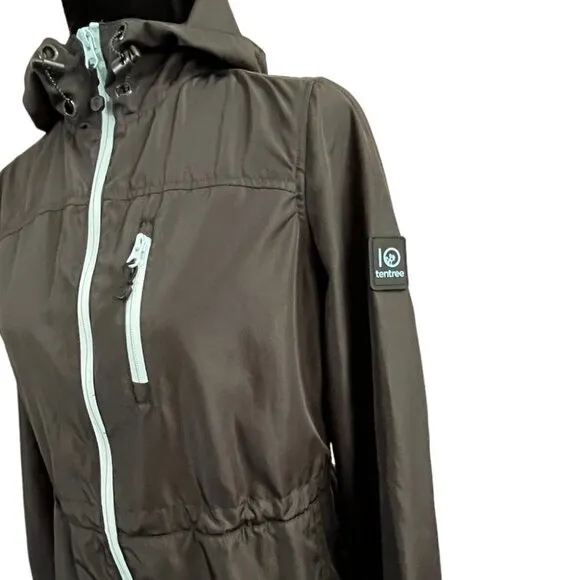 Tentree Long Full Zip Hooded Jacket - Charcoal Grey-Size Xsmall