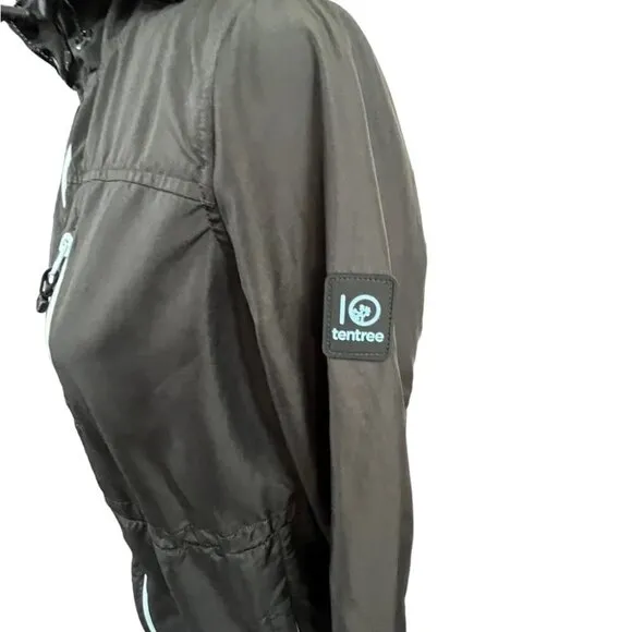 Tentree Long Full Zip Hooded Jacket - Charcoal Grey-Size Xsmall