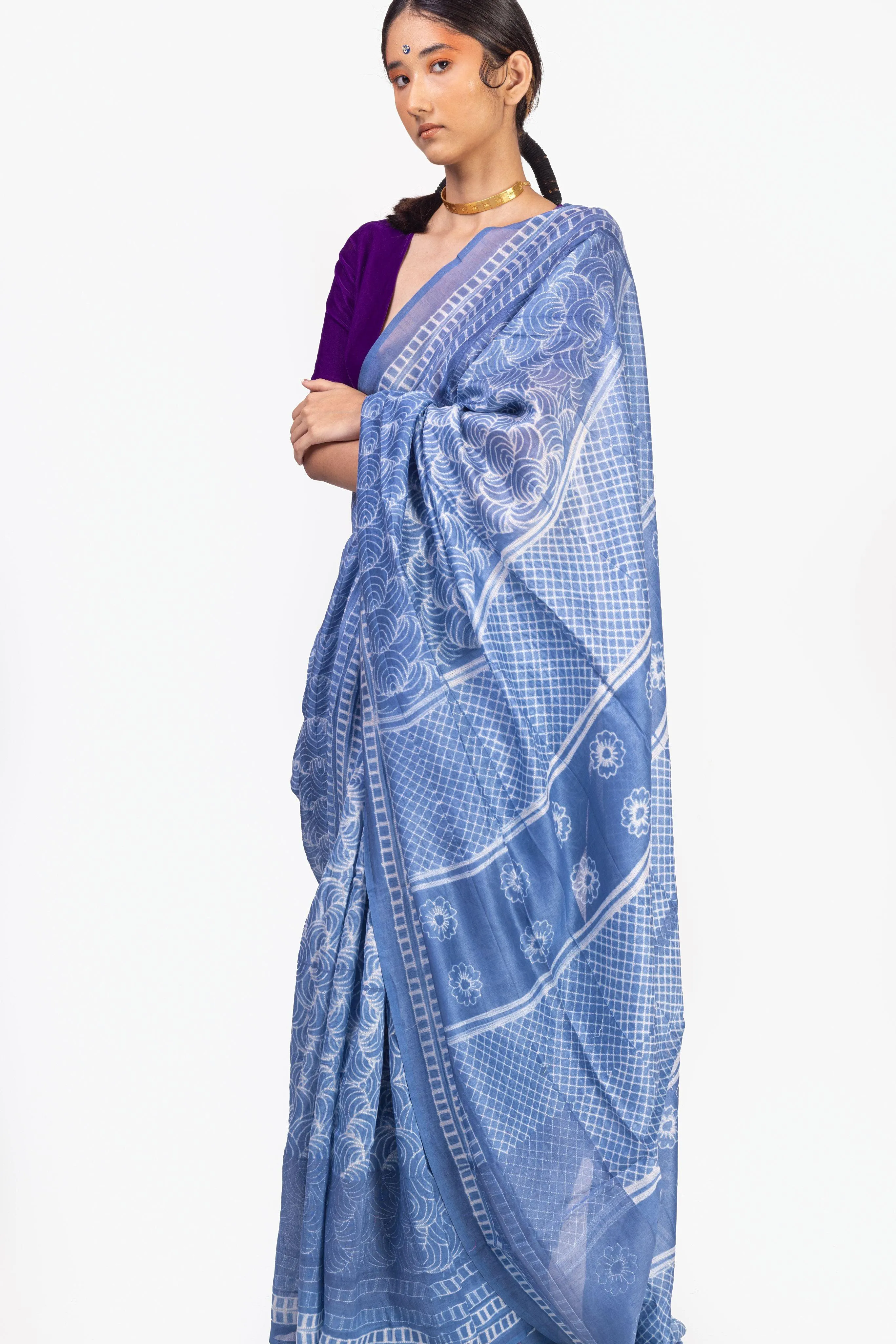 The art of Tie and Dye - Zahra - Blue Shibori saree