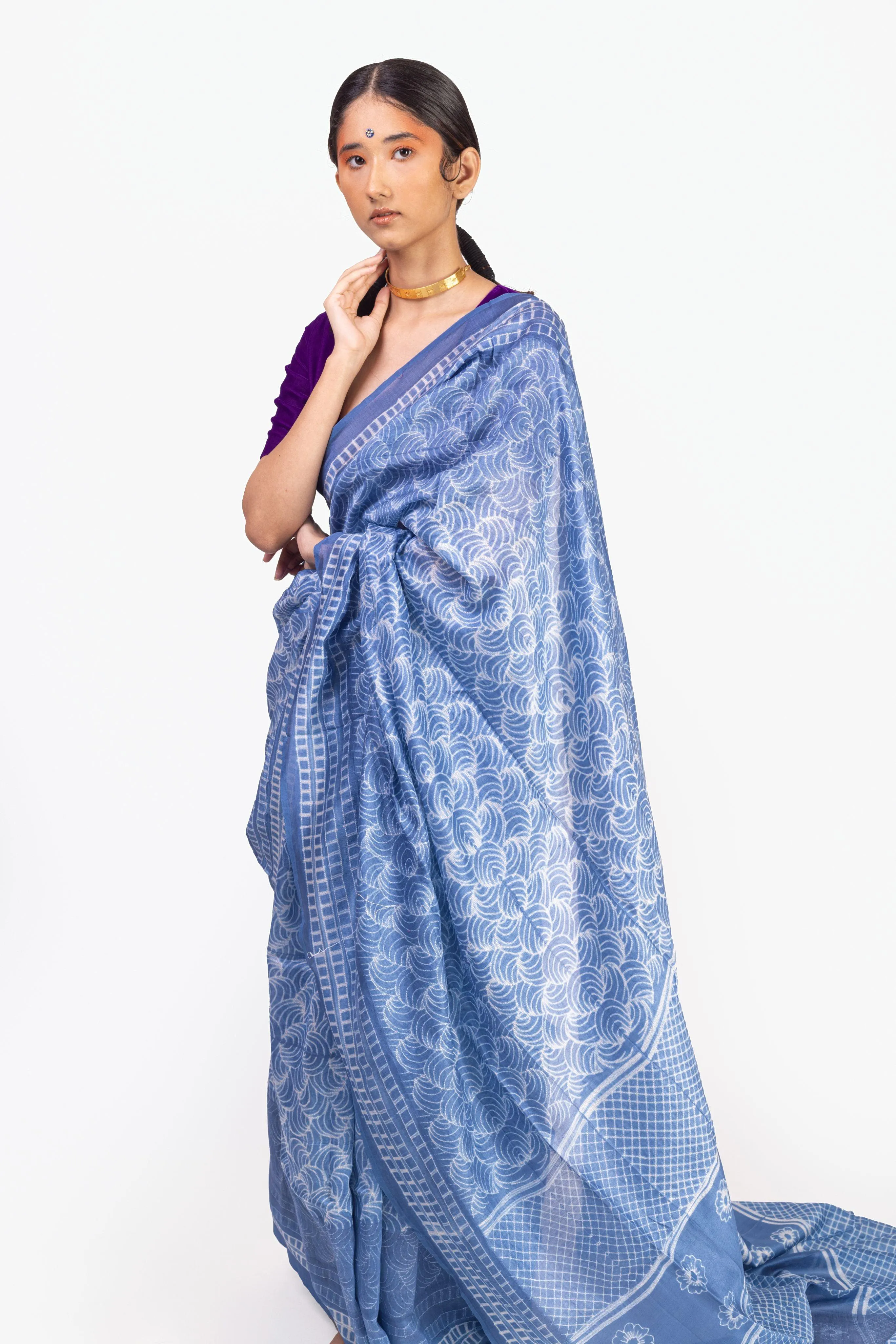 The art of Tie and Dye - Zahra - Blue Shibori saree