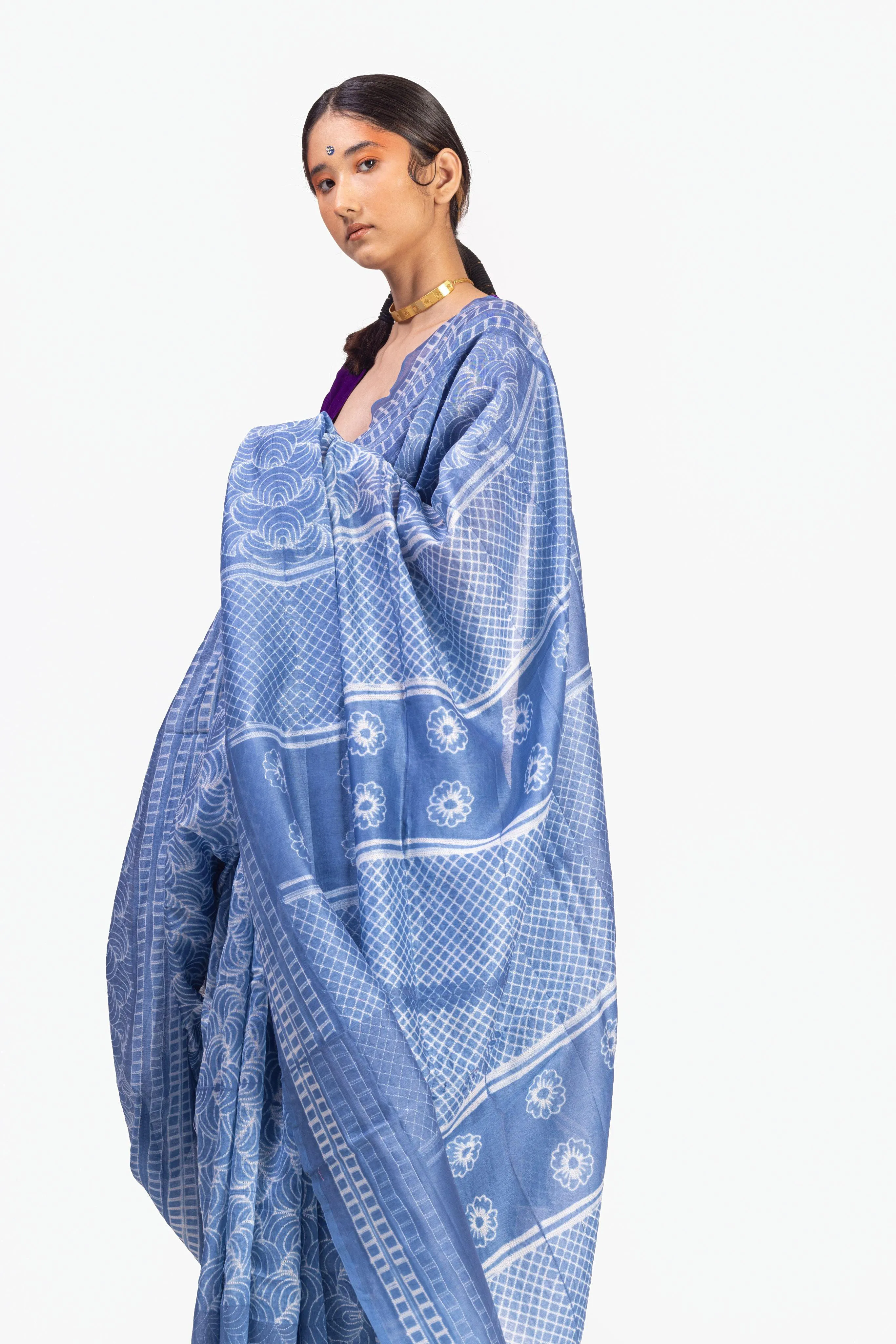 The art of Tie and Dye - Zahra - Blue Shibori saree