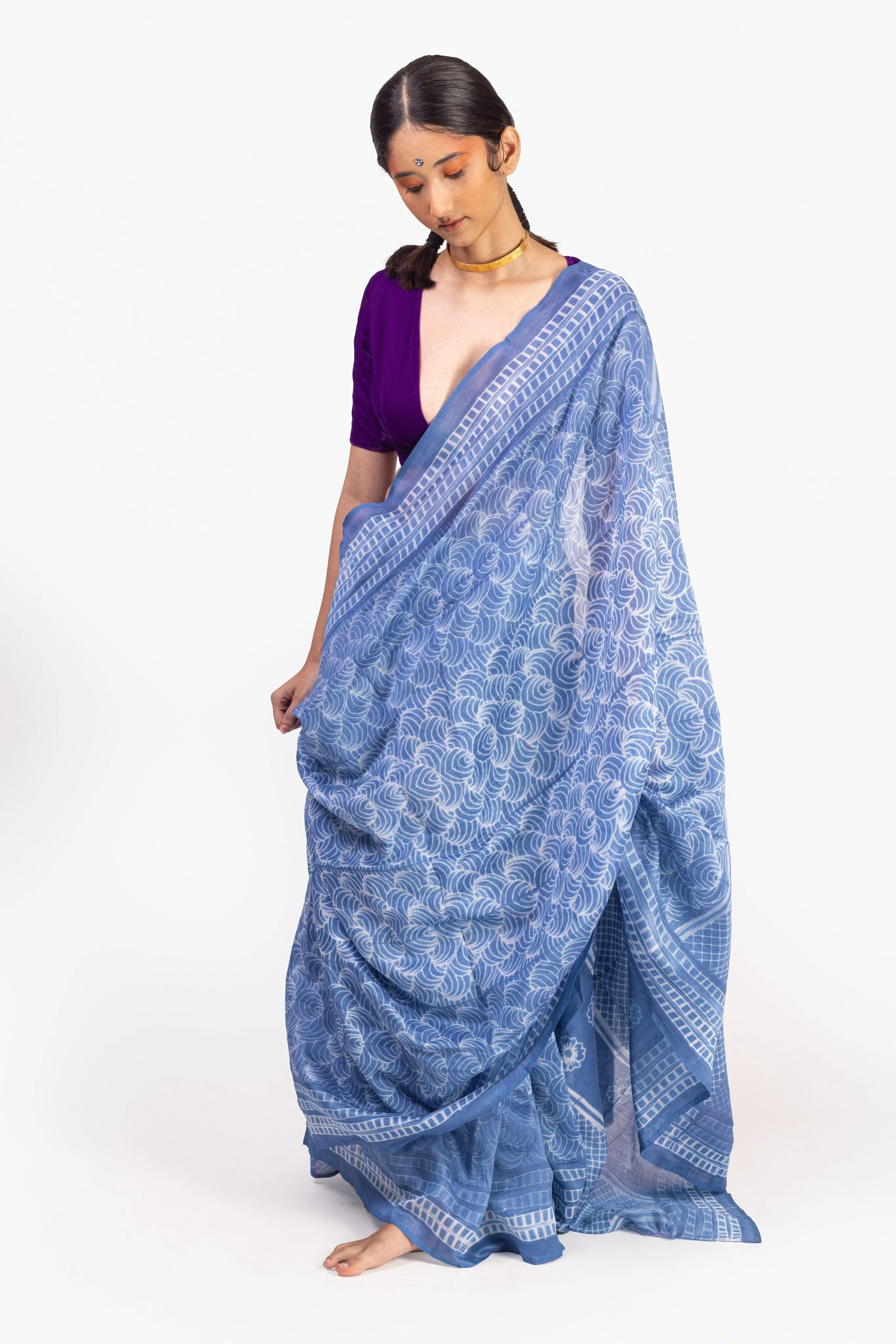 The art of Tie and Dye - Zahra - Blue Shibori saree