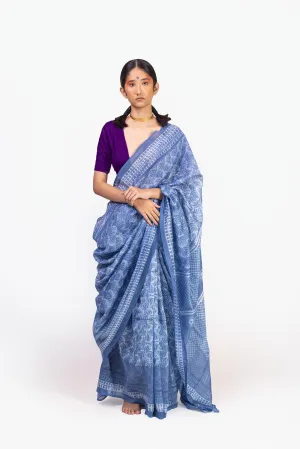 The art of Tie and Dye - Zahra - Blue Shibori saree