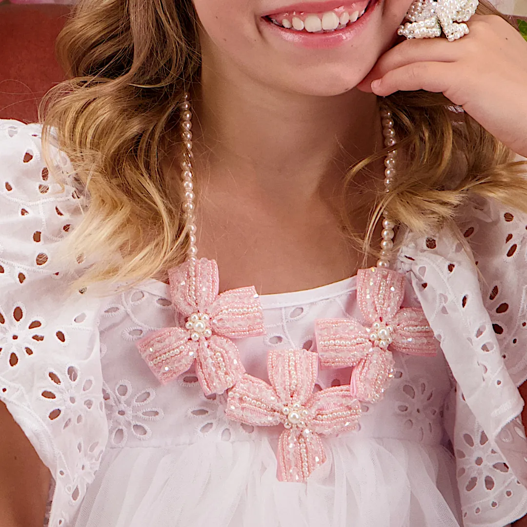 The Sariel Bow Girls Designer Pink Bow Necklace