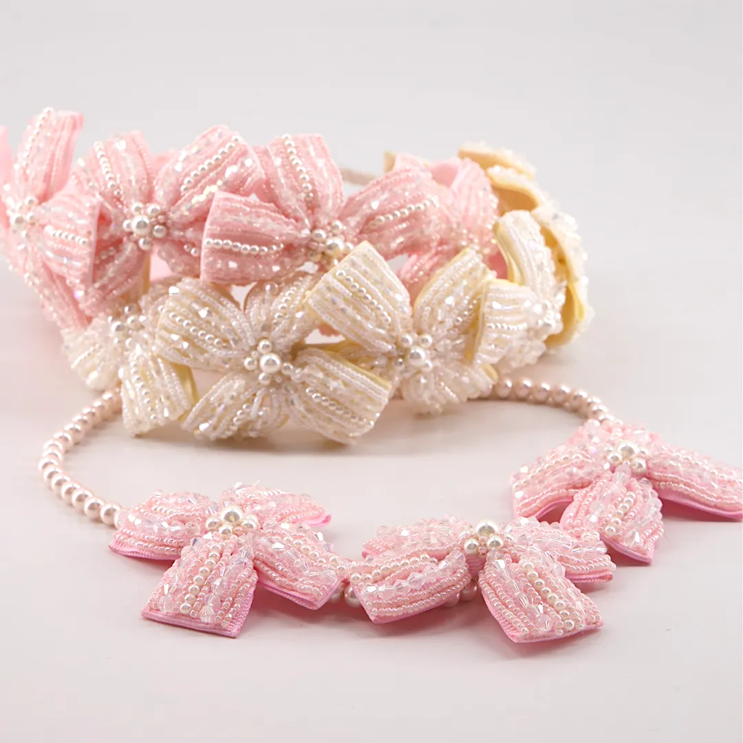 The Sariel Bow Girls Designer Pink Bow Necklace