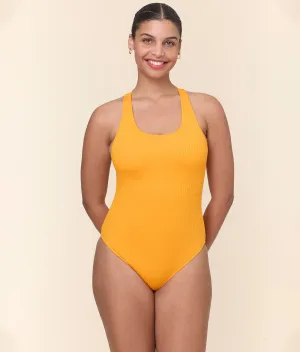 The Tulum One Piece - Wide Rib - Tangerine - Long Torso