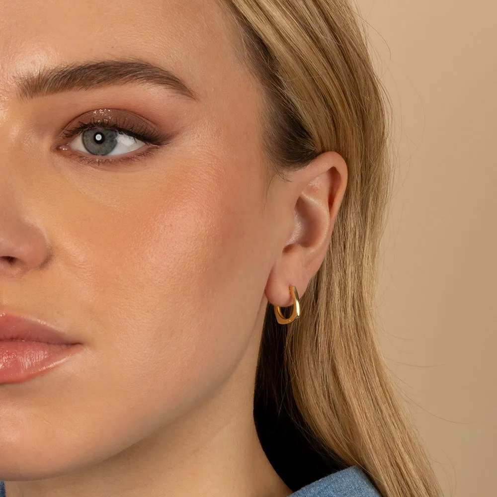 Thin Solid Square Huggie Earring