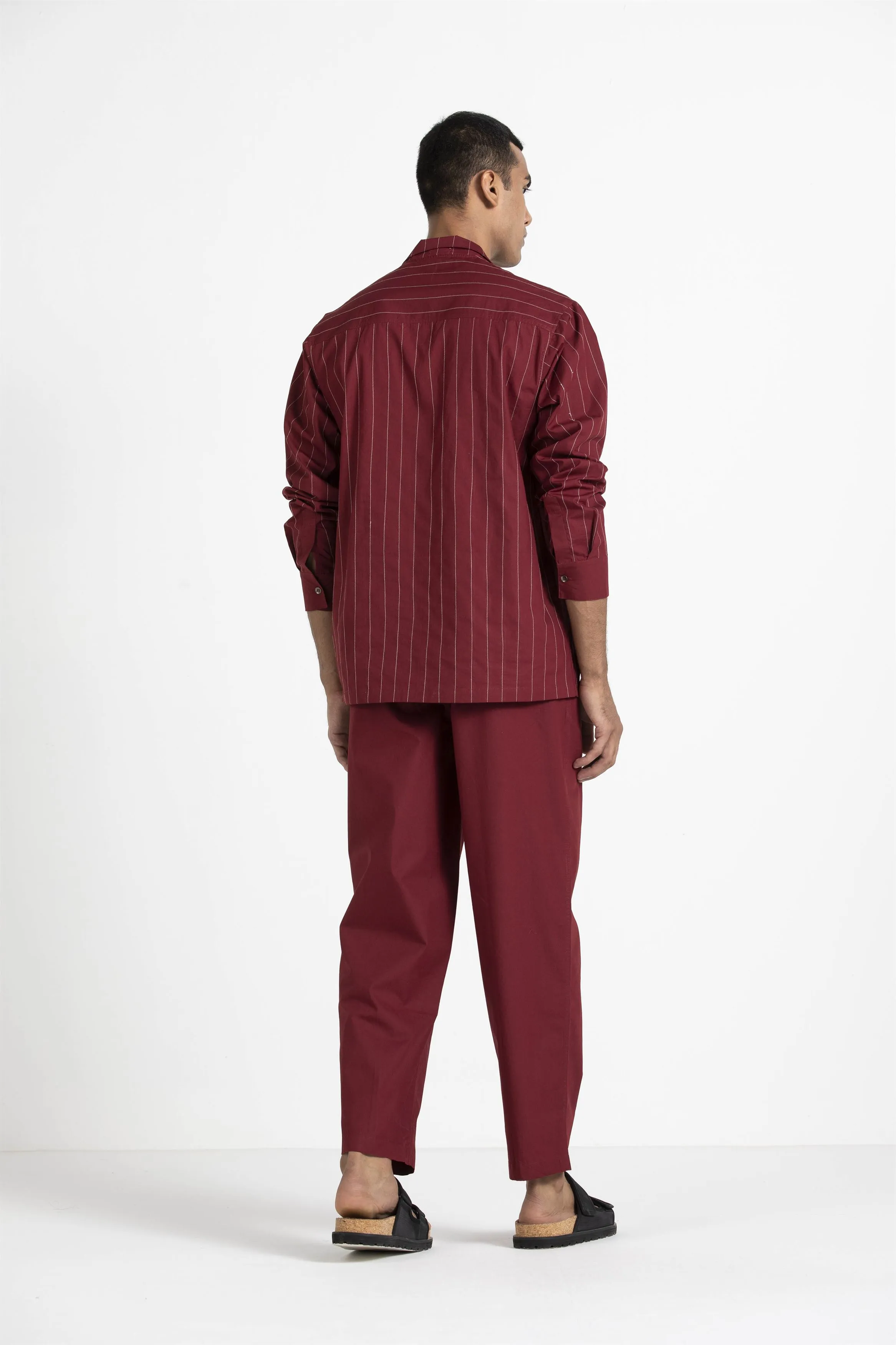 THREE   -   Notch Collar Embroidered Shirt Co Ord