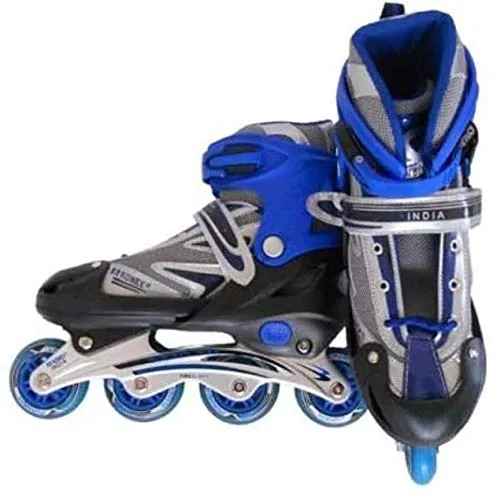 Toy Arena Inline Skates with PU Flashing Wheel Aluminum Body in-Line Skates with Adjustable Length for Age 10-16 Years (Blue)