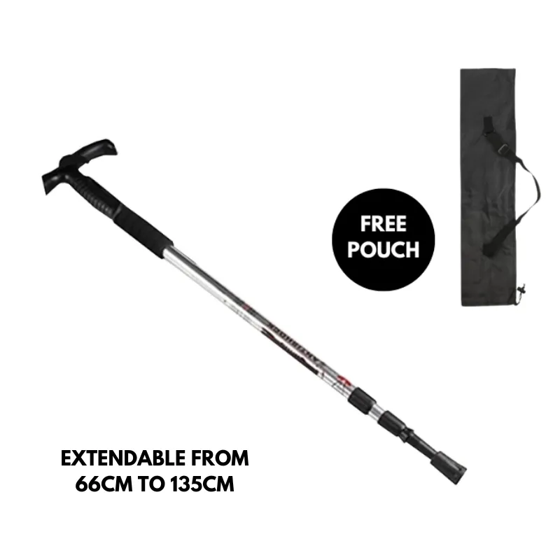 Trekking Walking Cane Heavy Duty Ultra-Light Shock-Resistant Folding Hiking Poles with Non-Slip Handles & Adjustable Telescopic Outdoor Camping, Hiking, Climbing