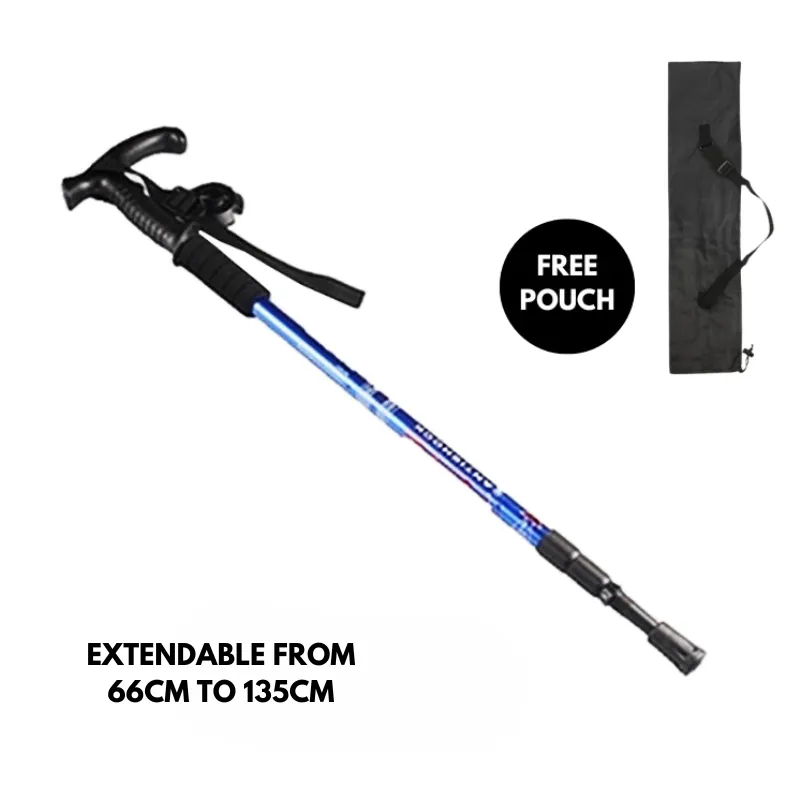 Trekking Walking Cane Heavy Duty Ultra-Light Shock-Resistant Folding Hiking Poles with Non-Slip Handles & Adjustable Telescopic Outdoor Camping, Hiking, Climbing