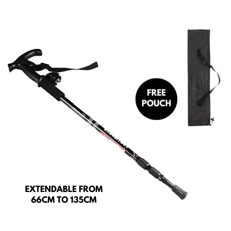 Trekking Walking Cane Heavy Duty Ultra-Light Shock-Resistant Folding Hiking Poles with Non-Slip Handles & Adjustable Telescopic Outdoor Camping, Hiking, Climbing