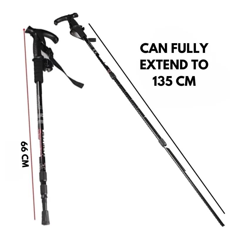 Trekking Walking Cane Heavy Duty Ultra-Light Shock-Resistant Folding Hiking Poles with Non-Slip Handles & Adjustable Telescopic Outdoor Camping, Hiking, Climbing