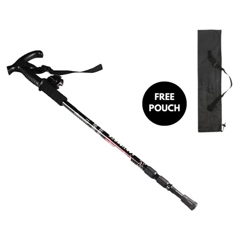 Trekking Walking Cane Heavy Duty Ultra-Light Shock-Resistant Folding Hiking Poles with Non-Slip Handles & Adjustable Telescopic Outdoor Camping, Hiking, Climbing
