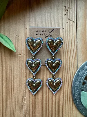 Triple Heart Earrings