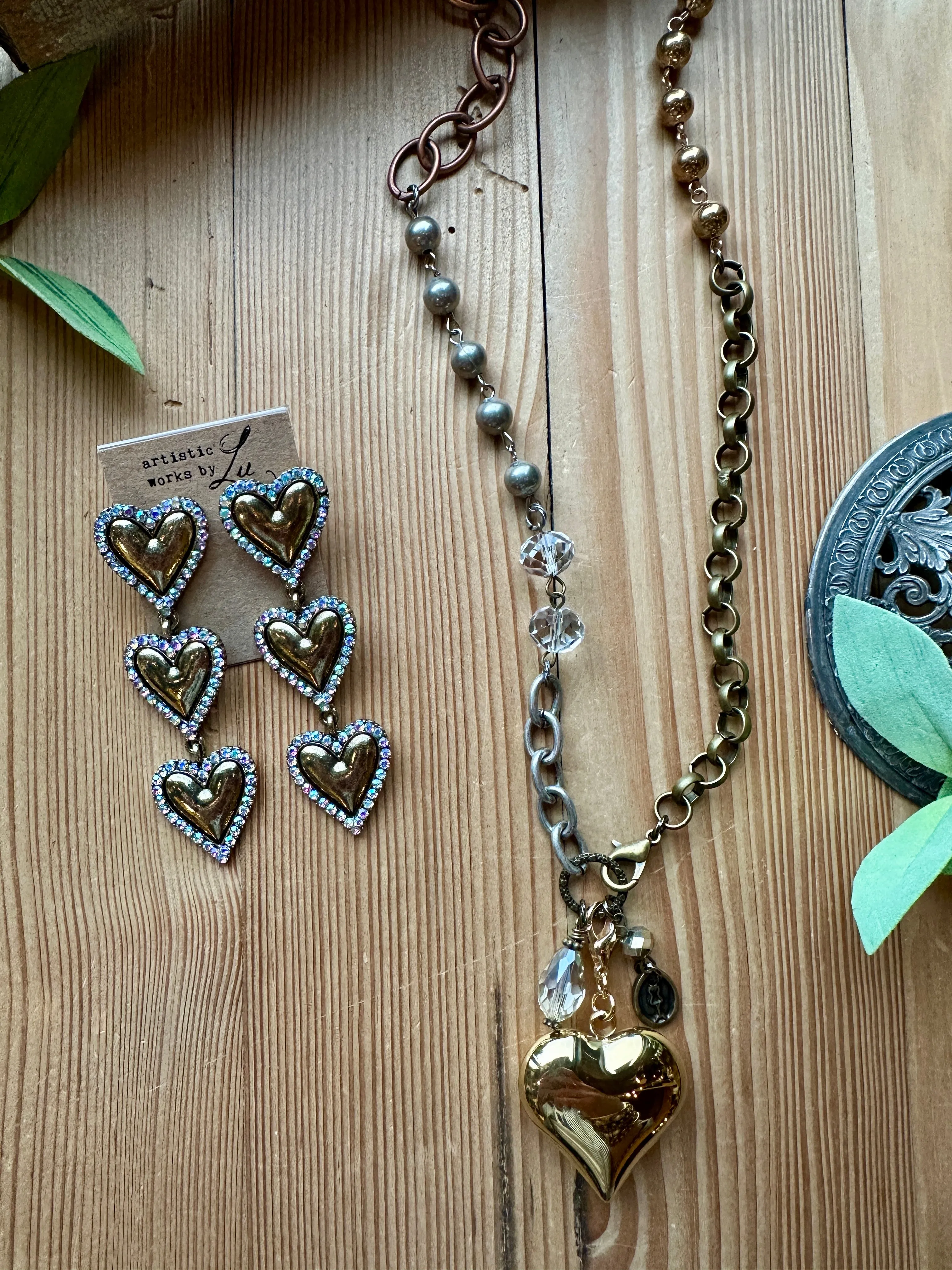 Triple Heart Earrings