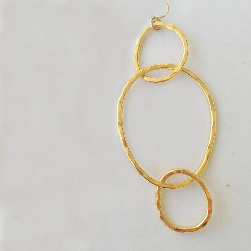 Triple Ring, 24K Gold Plated Earrings